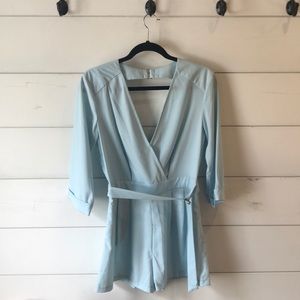 Mustard Seed Light Blue 3/4 sleeve romper